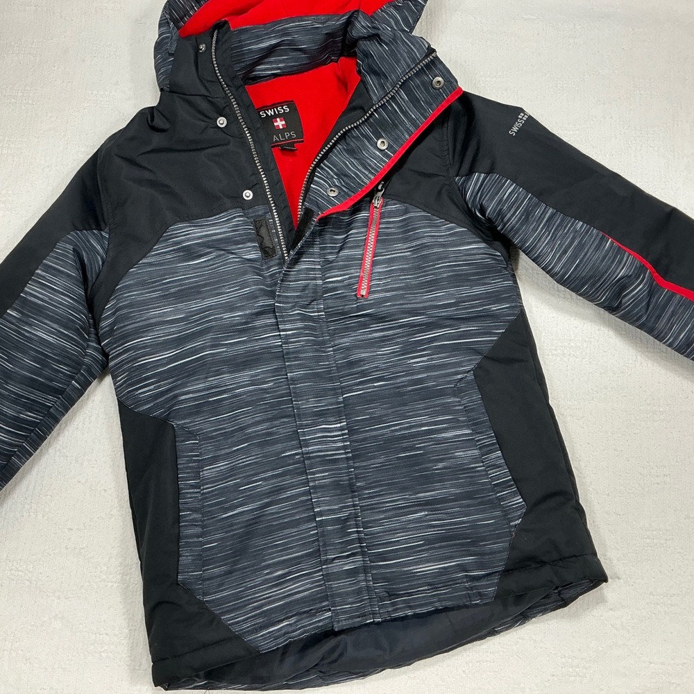 Swiss Alps Kids‎ Ski Jacket Snowboard Coat Black Red Size L 14 16